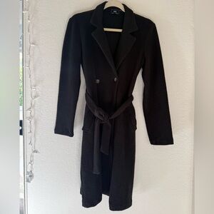 Black Cardigan Style Trench Coat
